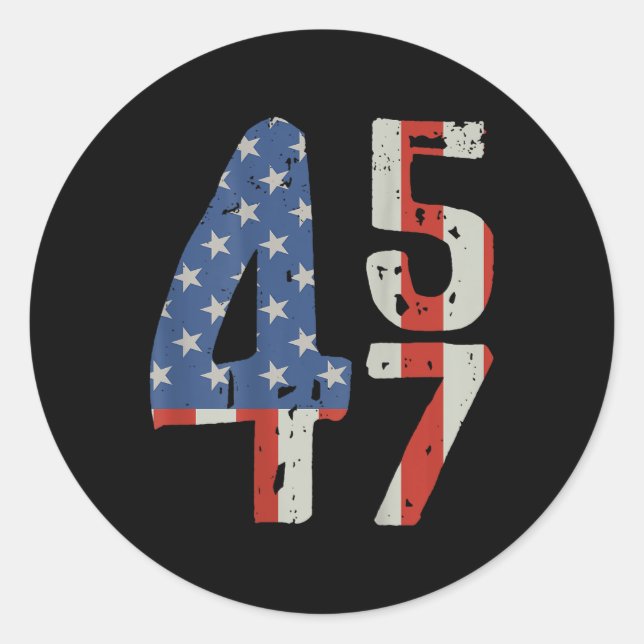 Sticker Rond 45 47 Drapeau américain Trump 2025 (à l'arrière) (Devant)