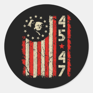 Sticker Rond 45 47 Inauguration du président Trump Usa Retro Tr