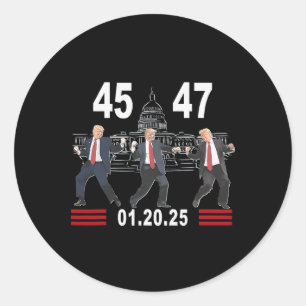 Sticker Rond 45 47 Président Trump Victory Dance Inauguration D