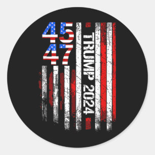 Sticker Rond 45 47 Trump 2024 Drapeau américain : l'Amérique en