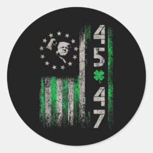 Sticker Rond 45 47 Trump Drapeau américain Vintage St. Patrick'