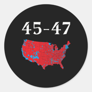 Sticker Rond 45 47 Trump Election Map 2024