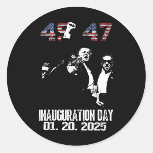 Sticker Rond 45 - 47 Trump Fight Usa Inauguration Day 2025 Vanc