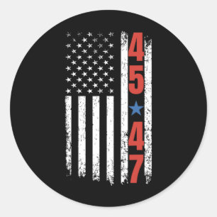 Sticker Rond 45 47 Trump Président Drapeau Américain Vintage Tr