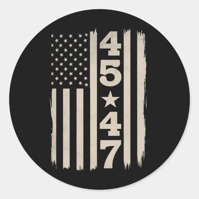 Sticker Rond 45 47 Trump Vintage USA Drapeau 47e Président (Devant)