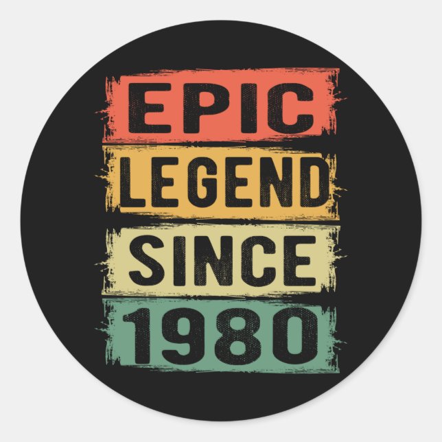 Sticker Rond 45 ans Anniversaire 1980 Epic Légende 45e annivers (Devant)