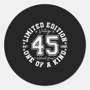 Sticker Rond 45 ans Vintage 1981 Édition Limitée 45e Naissance