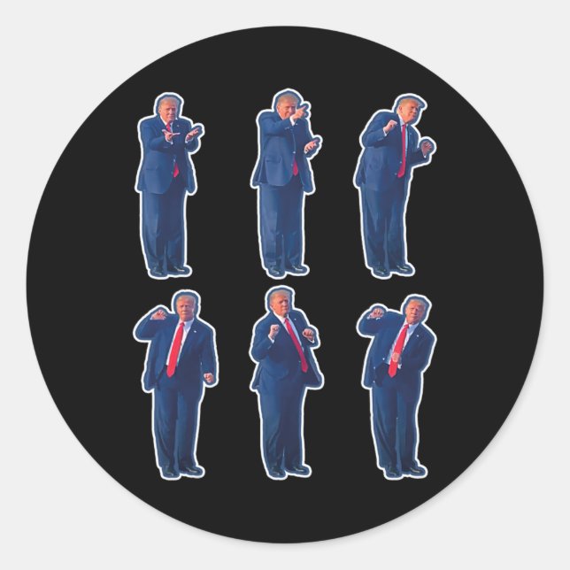 Sticker Rond 45 Danse Donald Trump 47e Président Trump 1 (Devant)