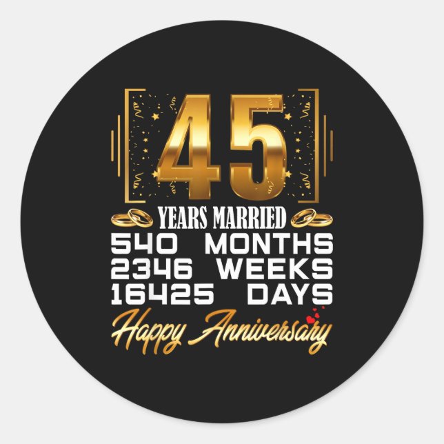 Sticker Rond 45 Mariés 45e Anniversaire de Mariage (Devant)