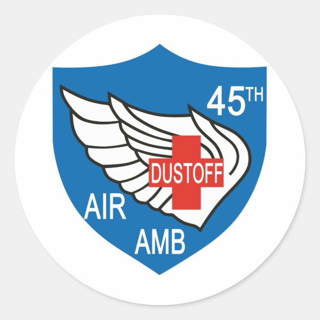 Sticker Rond 45e Patch Dustoff Médicale (Devant)
