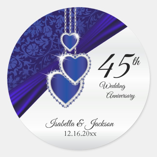 Sticker Rond 45e Sapphire Mariage Anniversaire Design (Devant)