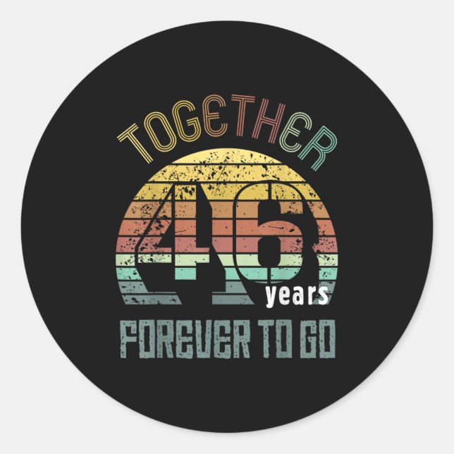 Sticker Rond 46 ans de mariage pour couples assortis (Devant)
