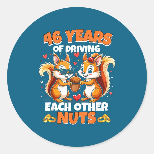 Sticker Rond 46e anniversaire de mariage 46 Conduite (Devant)