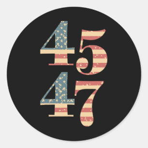 Sticker Rond 47 Trump 2024 Soutien au drapeau Vintage Trump 45 
