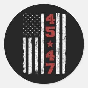 Sticker Rond 47 Trump Vintage Usa Drapeau 2024 élection préside
