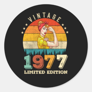 Sticker Rond 48 ans Anniversaire 1977 Vintage 48e anniversaire 
