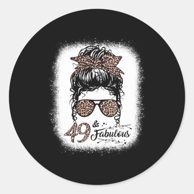 Sticker Rond 49 Fabuleux Messy Bun Leopard 49E (Devant)