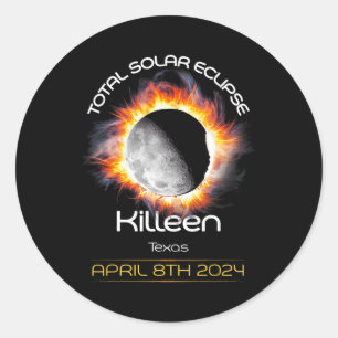 Sticker Rond 4.08.24 Éclipse solaire totale 2024 Killeen Texas
