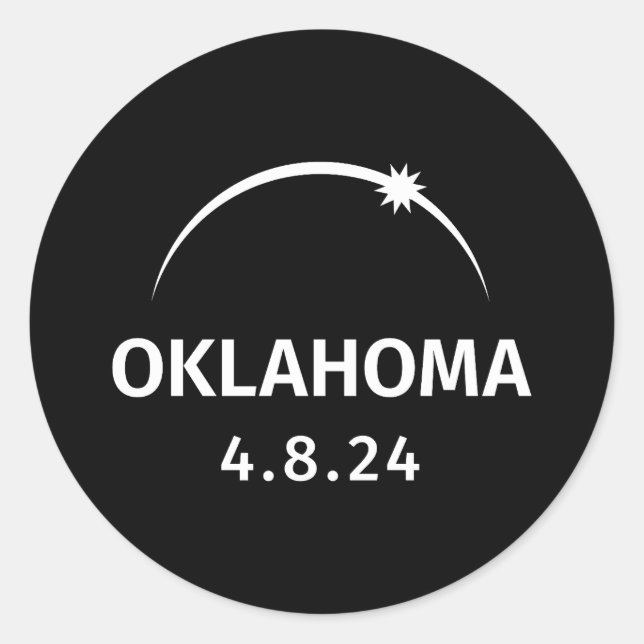 Sticker Rond 4.8.24 Éclipse solaire Oklahoma (Devant)