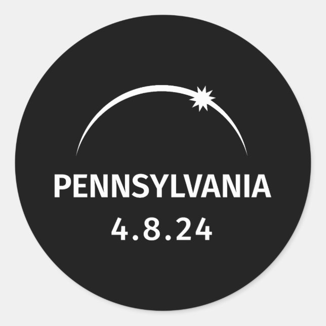 Sticker Rond 4.8.24 Éclipse solaire Pennsylvanie (Devant)