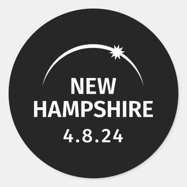 Sticker Rond 4.8.24 New Hampshire d'Éclipse solaire (Devant)
