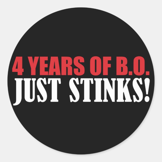 Sticker Rond 4 ans de puanteurs de la BO juste ! (Devant)