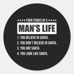 Sticker Rond 4 Étapes de la vie d'un homme-amusant Père Noël-no