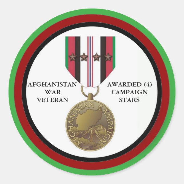 STICKER ROND 4 ÉTOILES DE CAMPAGNE VÉTÉRAN DE GUERRE AFGHANISTA (Devant)