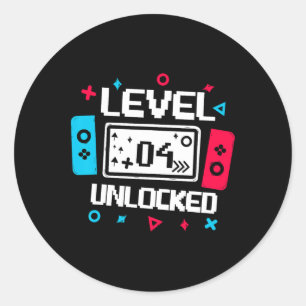 Sticker Rond 4 Joueur déverrouillé - 4e anniversaire jeu vidéo