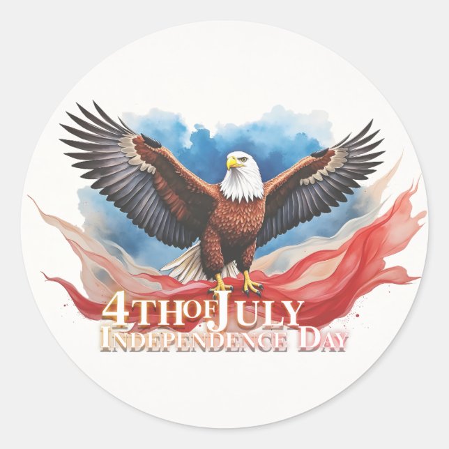 Sticker Rond 4 juillet Aigle – Conception d'art patriotique (Devant)