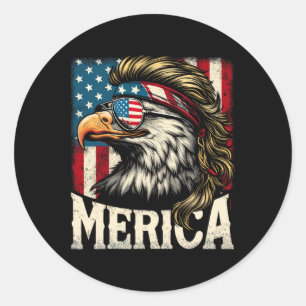 Sticker Rond 4 juillet Aigle Funny Patriotique Juillet 4 Usa Me