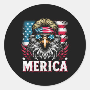 Sticker Rond 4 juillet Aigle Funny Patriotique Juillet 4 Usa Me
