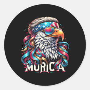 Sticker Rond 4 juillet Aigle Funny Patriotique Juillet 4 Usa Mu