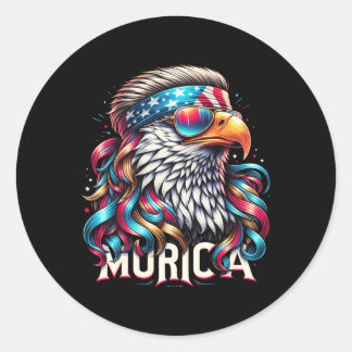Sticker Rond 4 juillet Aigle Funny Patriotique Juillet 4 Usa Mu
