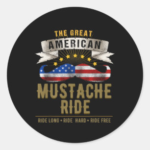Sticker Rond 4 juillet Américain De La Moustache Pour Patriotiq