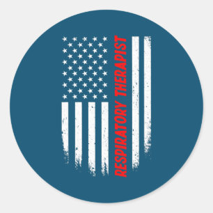 Sticker Rond 4 juillet American Flag Respiratory Therapy