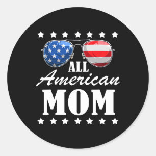 Sticker Rond 4 juillet American Mom Independence Day Patriot Us