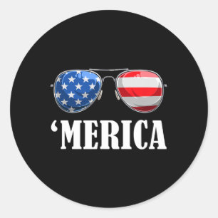 Sticker Rond 4 juillet Amérique fête de l'indépendance Amérique