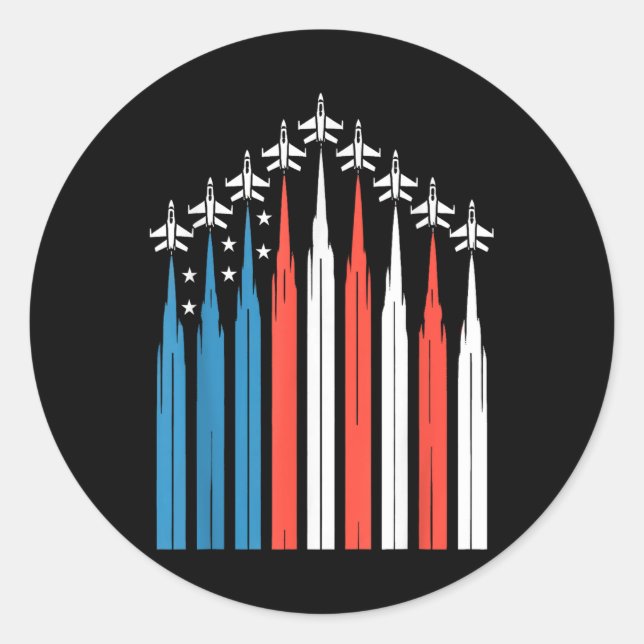 Sticker Rond 4 juillet Avion Avion Avion Avion Avion Usa Drapea (Devant)