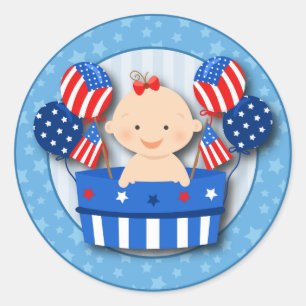 Sticker Rond 4 juillet baby shower patriotique mignon de bébé
