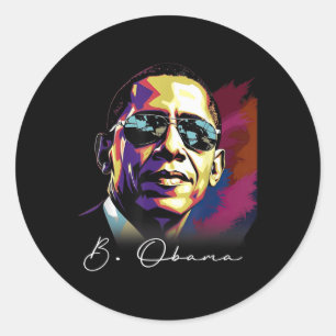 Sticker Rond 4 juillet Barack Obama Président Portrait Patrio