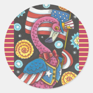 Sticker Rond 4 juillet BÂTIMENTS EN FLAMANT ROSE ROSE Rond * Fe