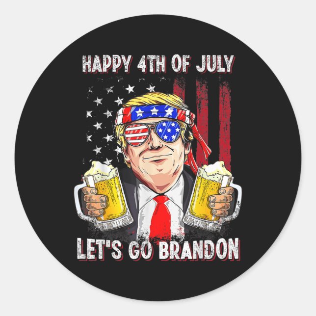 Sticker Rond 4 juillet Bière Brandon Trump Bière Ameri (Devant)