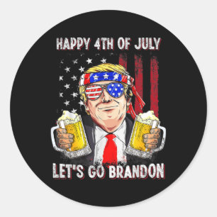 Sticker Rond 4 juillet Bière Brandon Trump Bière Ameri