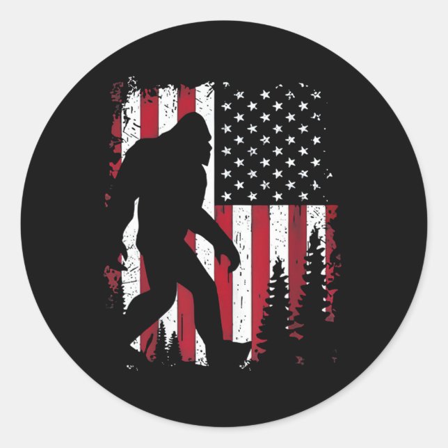 Sticker Rond 4 juillet Bigfoot Sasquatch (Devant)