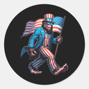 Sticker Rond 4 juillet Bigfoot Sasquatch