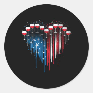 Sticker Rond 4 juillet Boire Dégustation Vins Lunettes Il Améri