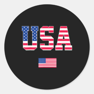 Sticker Rond 4 juillet Chemise États-Unis Patriotique américain