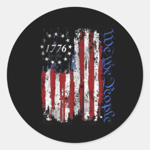 Sticker Rond 4 juillet Chemises Nous Le Peuple 1776 Usa Drapeau