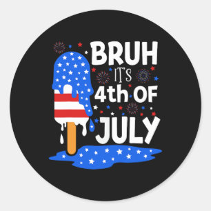 Sticker Rond 4 juillet Chemises Pour Enfants Bruh Ice Pops Garç